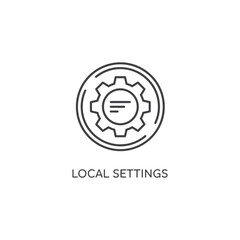 Vector art of outline icon representing local settings with a gear