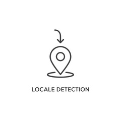 Vector art of outline icon showing locale detection with a map pin