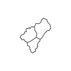 Vector art of outline map of a divided territory