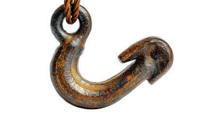 Obraz premium Construction Hook Icon: Icon of a construction hook, used for lifting heavy materials, isolated on a Transparent background, PNG file.