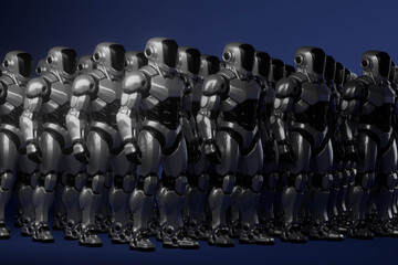 Obraz premium A group of robots are lined up in a row