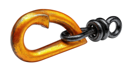 Construction Hook Icon: Icon of a construction hook, used for lifting heavy materials, isolated on a Transparent background, PNG file.