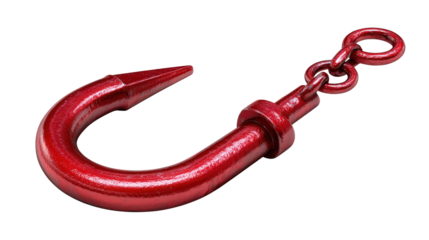Construction Hook Icon: Icon of a construction hook, used for lifting heavy materials, isolated on a Transparent background, PNG file.
