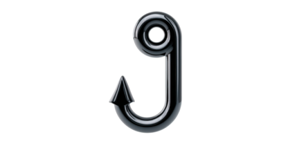 Construction Hook Icon: Icon of a construction hook, used for lifting materials, isolated on a Transparent background, PNG file.