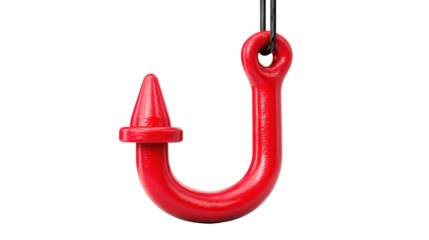 Construction Hook Icon: Icon of a construction hook, used for lifting materials, isolated on a Transparent background, PNG file.