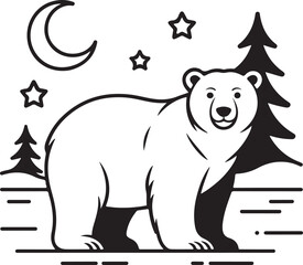 Fototapeta premium Wild Bear Silhouette DesignMajestic Grizzly Bear IllustrationForest Bear Vector ArtworkStrong Brown Bear IconMinimalist Polar Bear Outline