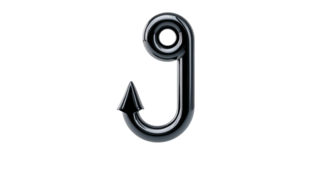 Construction Hook Icon: Icon of a construction hook, used for lifting materials, isolated on a Transparent background, PNG file. - Powered by Adobe