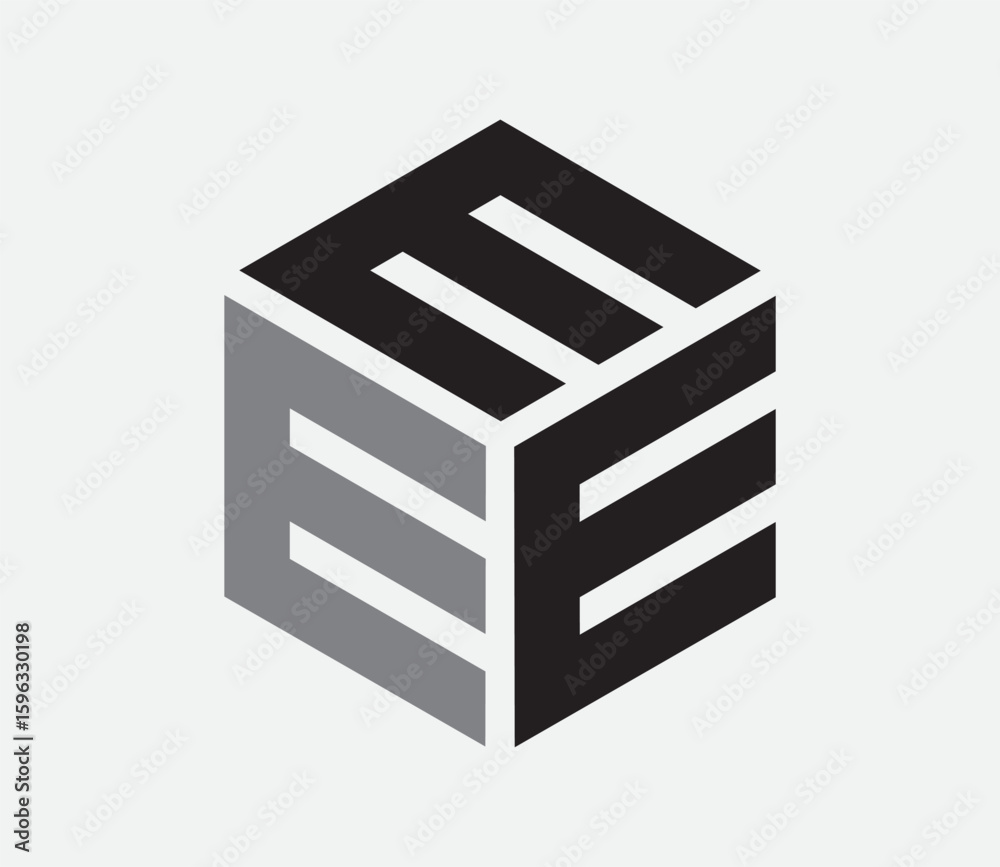 Fototapete eee hexagon cubic alphabet letter vector geometric font logo for design. initial three letters templ