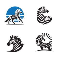 A set of zebra silhouette vector logo icon illustration.