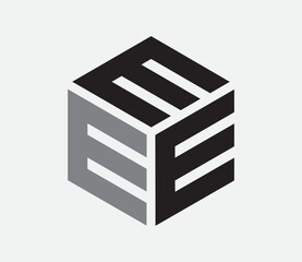 EEE hexagon cubic alphabet letter vector geometric font Logo for design. Initial three letters template logo. Vector Illustration