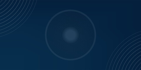 Abstract blue glowing geometric lines on dark blue background. Modern shiny blue circle lines pattern. Futuristic technology concept. Suit for cover, poster, banner, header, website.