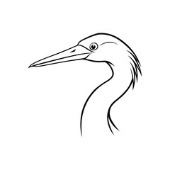 Obraz premium an egret bird head line art silhouette vector illustration on white background