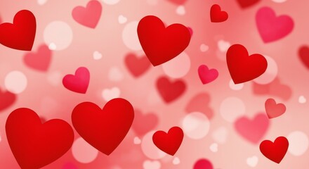 Floating Hearts Background with Bokeh for Valentine's Day