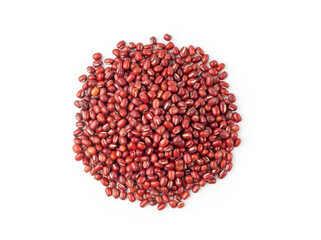 Red adzuki beans isolated, raw azuki bean pile, Vigna angularis legume seeds, dry red mung bean