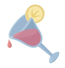 Isolated cartoon spilled wine glass