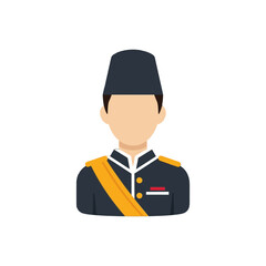 Vector Illustration of Military Officer in Formal Uniform in Minimalist Style with Dark Blue and Gold Colors