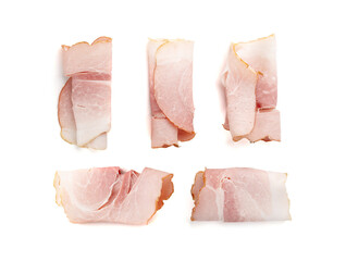 Baked Pork Slices Isolated, Roasted Sliced Loin, Tenderloin Ham Pieces, Boiled Meat Fillet Cuts