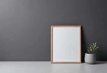 White minimalist frame with vase on dark background