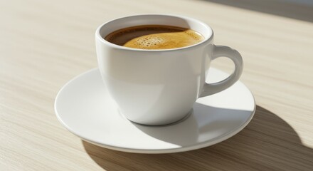 Fototapeta premium Cup of Coffee on Saucer Simple White Mug