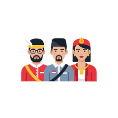 Vector Illustration of Cultural Dress Characters in Modern Flat Style for Educational and Cultural Branding