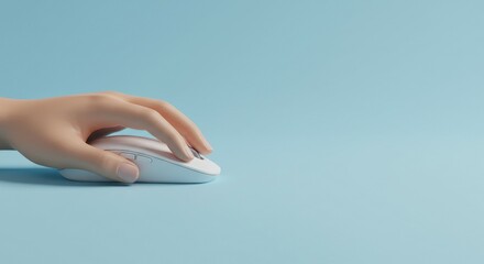 Using Computer Mouse on Blue Background for Work or Design