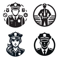 Police officer silhouettes vector illustration.