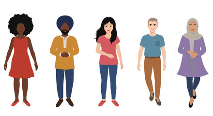 Obraz premium Diverse Cultural and Ethnic People Illustration Set