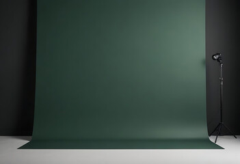 Dark green photography backdrop with studio light