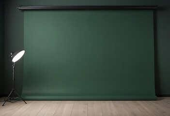 Dark green photography backdrop with studio light