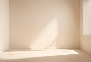 Light beige empty room with soft shadows