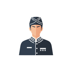 Vector Illustration of Traditional Cultural Dress in Modern Minimalist Style with Blue and White Colors