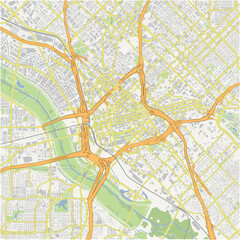 Map of Dallas Center in Texas in a normal road map style. Contains layered vector with roads water, parks, etc.