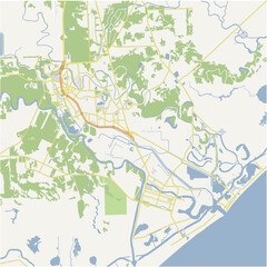 Map of Lake Jackson in Texas in a normal road map style. Contains layered vector with roads water, parks, etc.