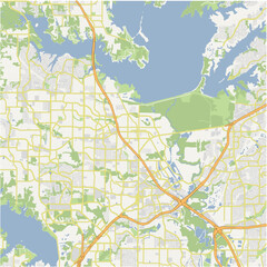 Map of Lewisville in Texas in a normal road map style. Contains layered vector with roads water, parks, etc.