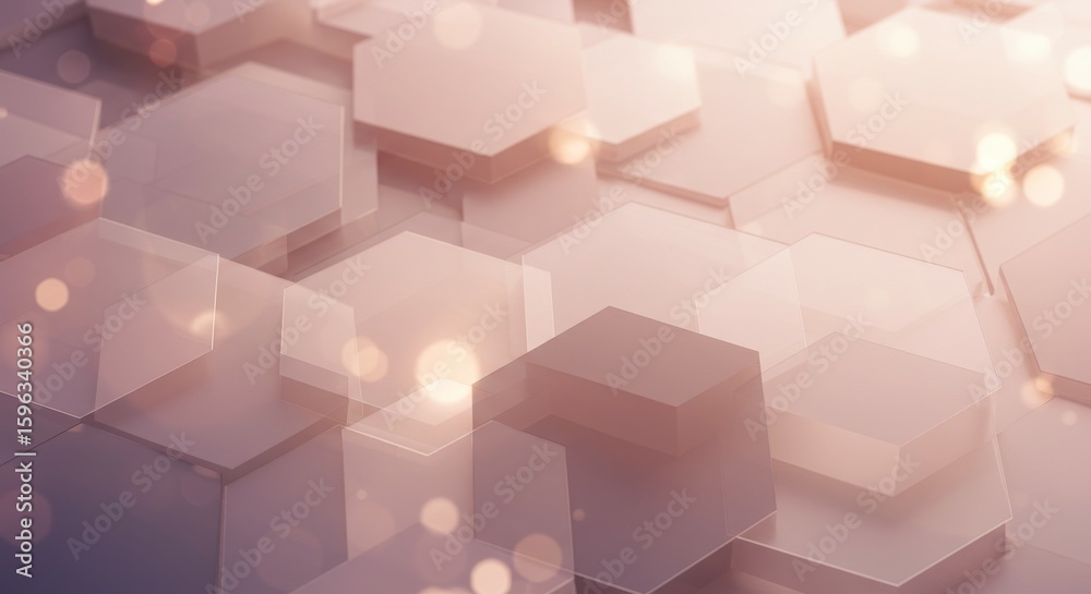 Poster abstract geometric hexagon pattern with soft lighting and bokeh