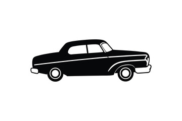 Obraz premium Classic Car Silhouette Illustration Vintage Automobile Design with Smooth Lines and Rounded Edges Depicting Automotive History and Nostalgia in a Timeless Silhouette