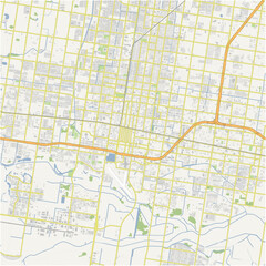Map of McAllen in Texas in a normal road map style. Contains layered vector with roads water, parks, etc.