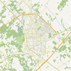 Map of Victory in Texas in a normal road map style. Contains layered vector with roads water, parks, etc.