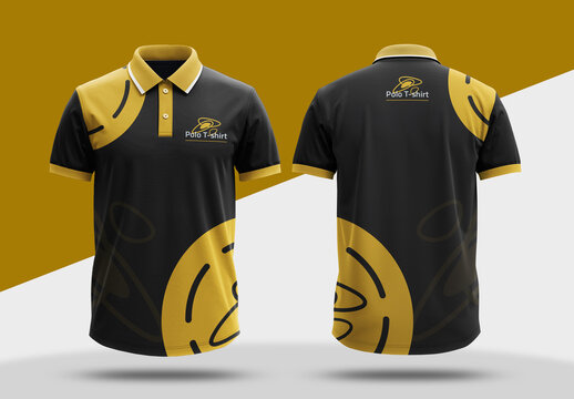 Modern Yellow And Black Polo T Shirt Design