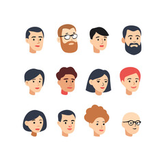vector illustration of a set of people head face

