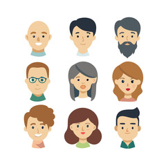 vector illustration of a set of people head face

