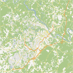 Naklejka premium Map of Lynchburg in Virginia in a normal road map style. Contains layered vector with roads water, parks, etc.