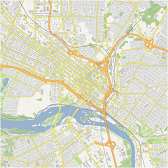 Obraz premium Map of Richmond Center in Virginia in a normal road map style. Contains layered vector with roads water, parks, etc.
