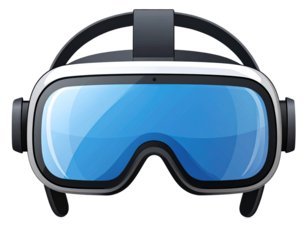  Flat VR Headset Icon with Strap and Rounded Visor, Modern Tech Style, Transparent Background PNG