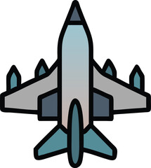 Fighter Jet Aircraft Top View Vector Illustration