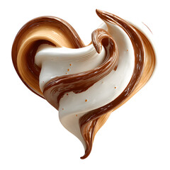 Delicious heart-shaped swirl of creamy vanilla and rich chocolate ice cream with caramel undertones, a sweet treat for dairy lovers