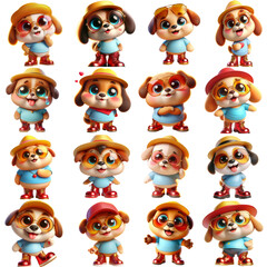 Obraz premium A cute chubby cartoon dog illustration in PNG format with transparent background. Ideal for use in stickers, digital products, children’s designs, and pet-themed graphics. Generative AI image.