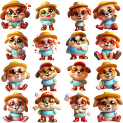 Obraz premium A cute chubby cartoon dog illustration in PNG format with transparent background. Ideal for use in stickers, digital products, children’s designs, and pet-themed graphics. Generative AI image.