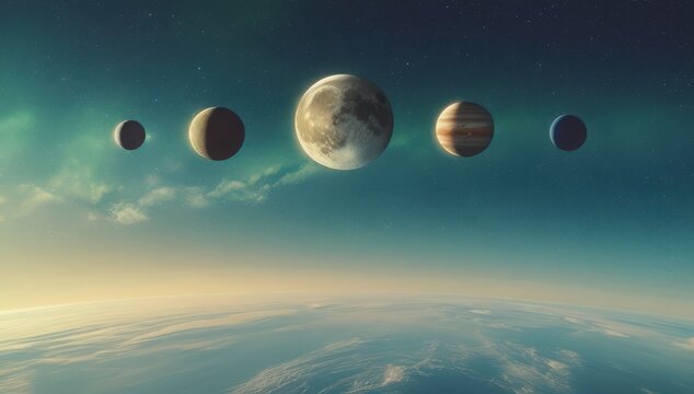 Celestial bodies align in a breathtaking cosmic spectacle