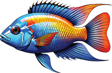 Fototapeta premium Cute cartoon a illustrator vector cichlid